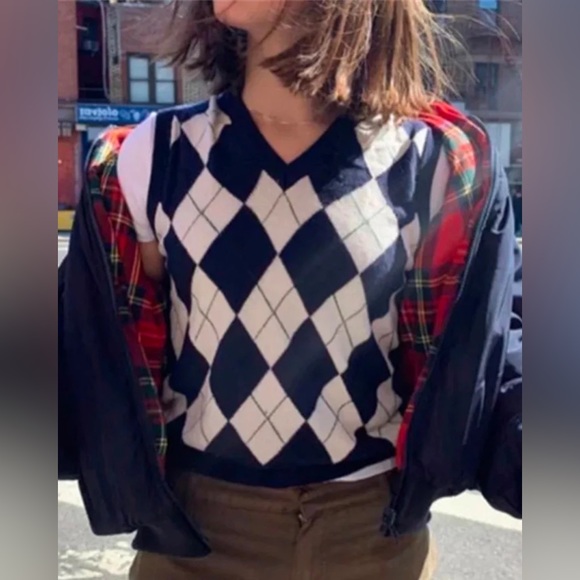 Tidal Nest Argyle Plaid Sweater Vest - Picture 1 of 7
